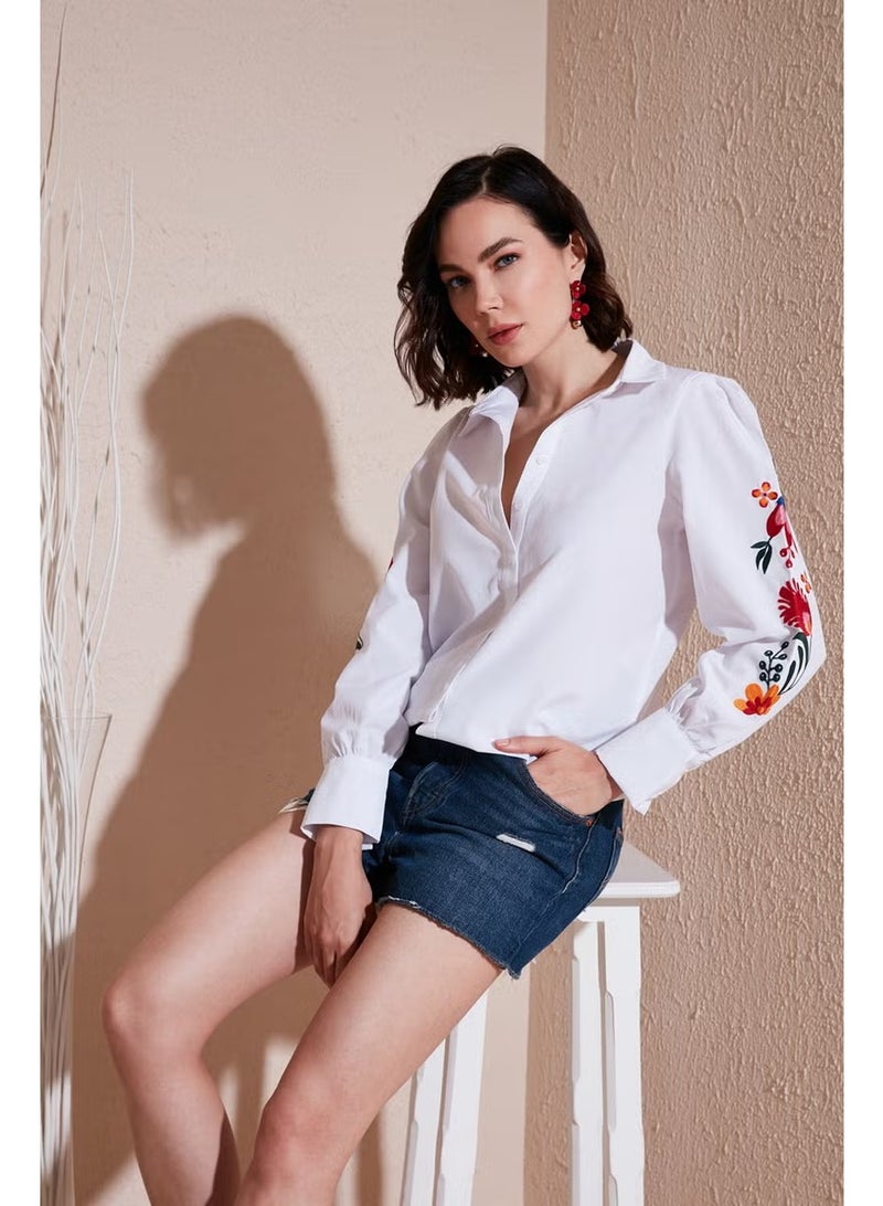 Lela Balloon Sleeve Floral Embroidered Shirt for Women 611GO003 - Image 3